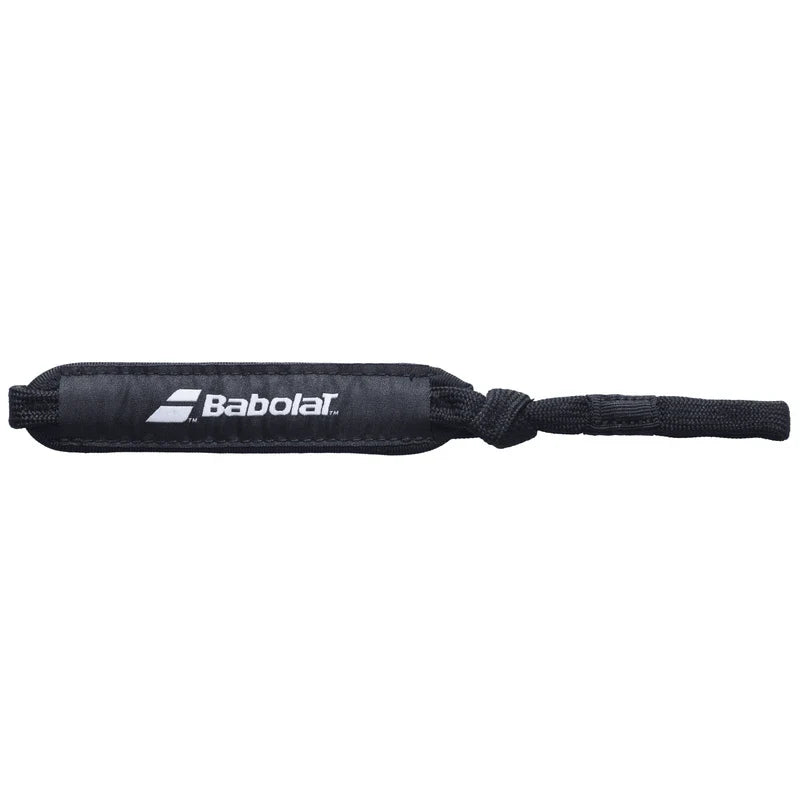 Black Babolat padel racket wrist strap, front view