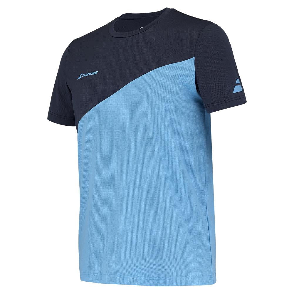 Babolat Drive crew neck padel T-shirt (Blue) - angled view