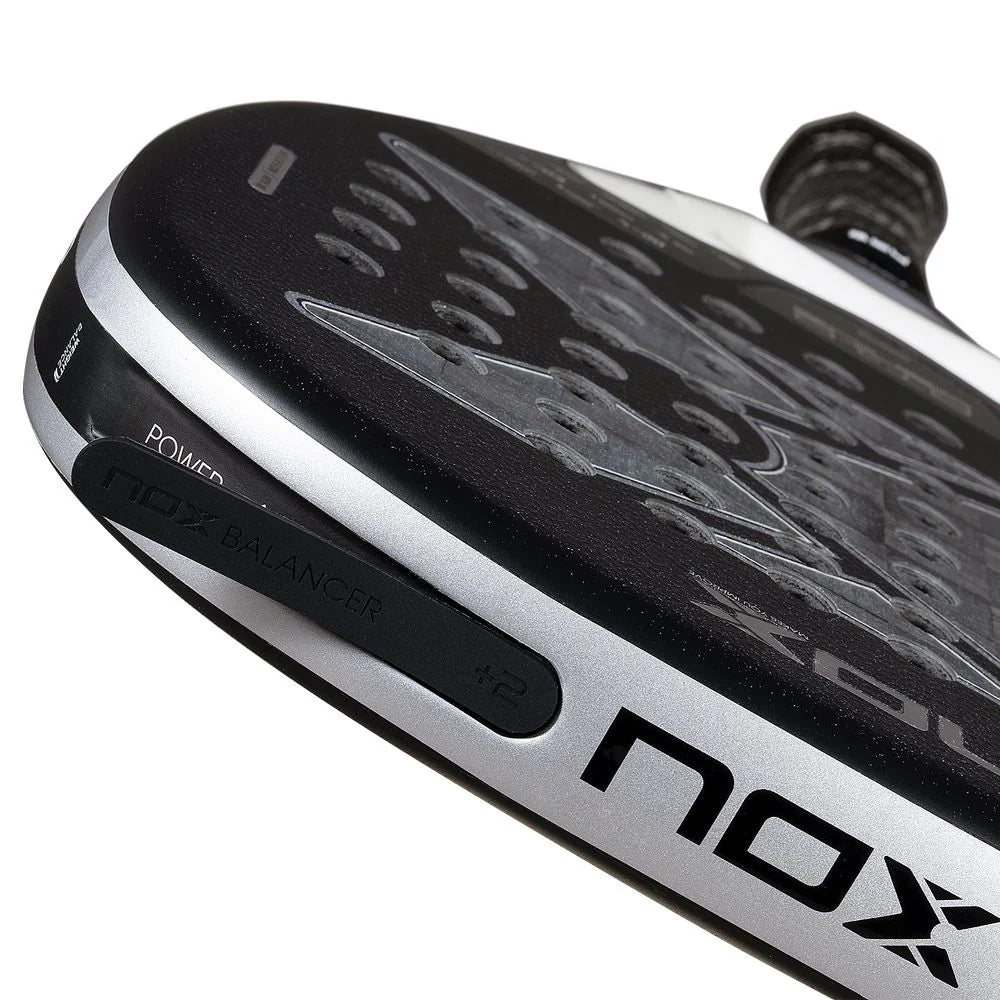 2026 Nox 18K Attack AT10 Genius By Agustin Tapia padel racket - laid flat showing the frame top
