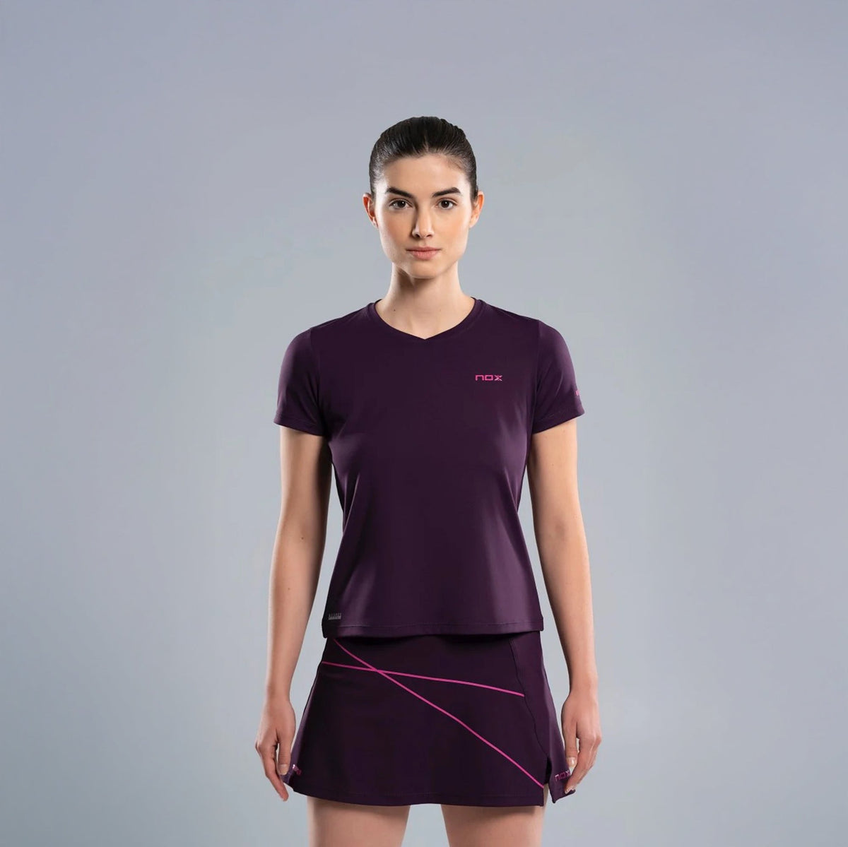 2026 Nox Womens Pro padel T-shirt (Deep Purple) - front view