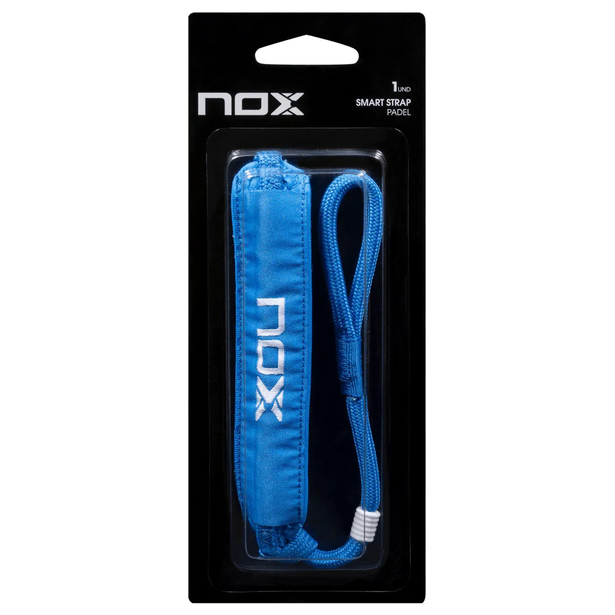 Blue and white Nox Smartstrap padel racket wrist cord