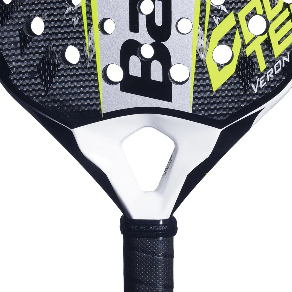 2026 Babolat Counter Veron 2.6 padel racket - close-up of the heart bridge and Veron branding
