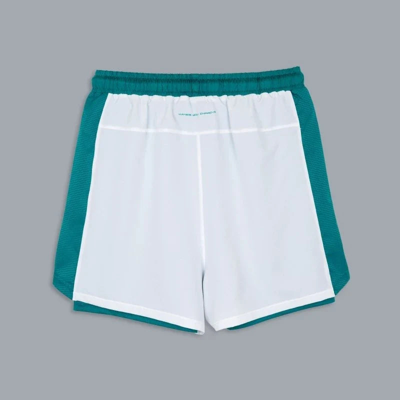 2026 Nox Pro men's padel shorts (White/Ivy Green) - flat back view