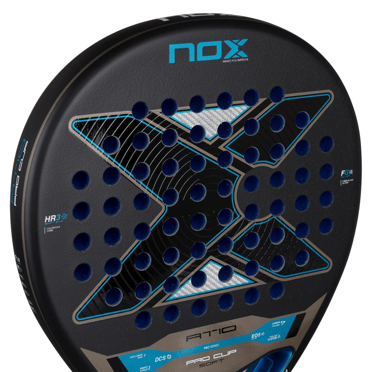 2026 Nox AT10 Pro Cup Comfort By Agustin Tapia padel racket - angled close-up of the hitting face
