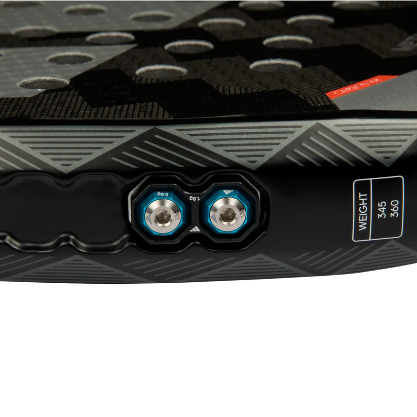 2025 Adidas Metalbone HRD+ 3.4 padel racket - close-up of the weight ports