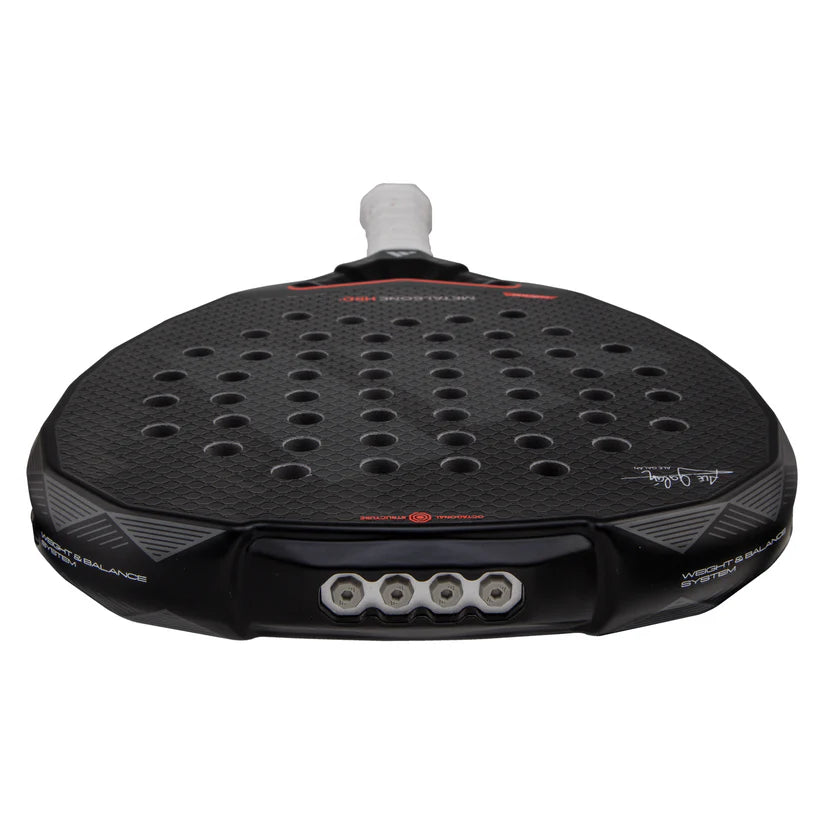 2025 Adidas Metalbone HRD+ 3.4 padel racket - laid flat showing the frame top and balance weights