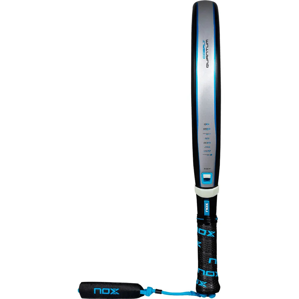 Nox Quantum Cobalt 12K padel racket - edge-on profile view