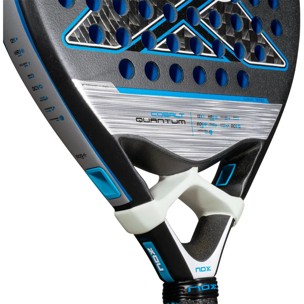 Nox Quantum Cobalt 12K padel racket - close-up of the heart bridge