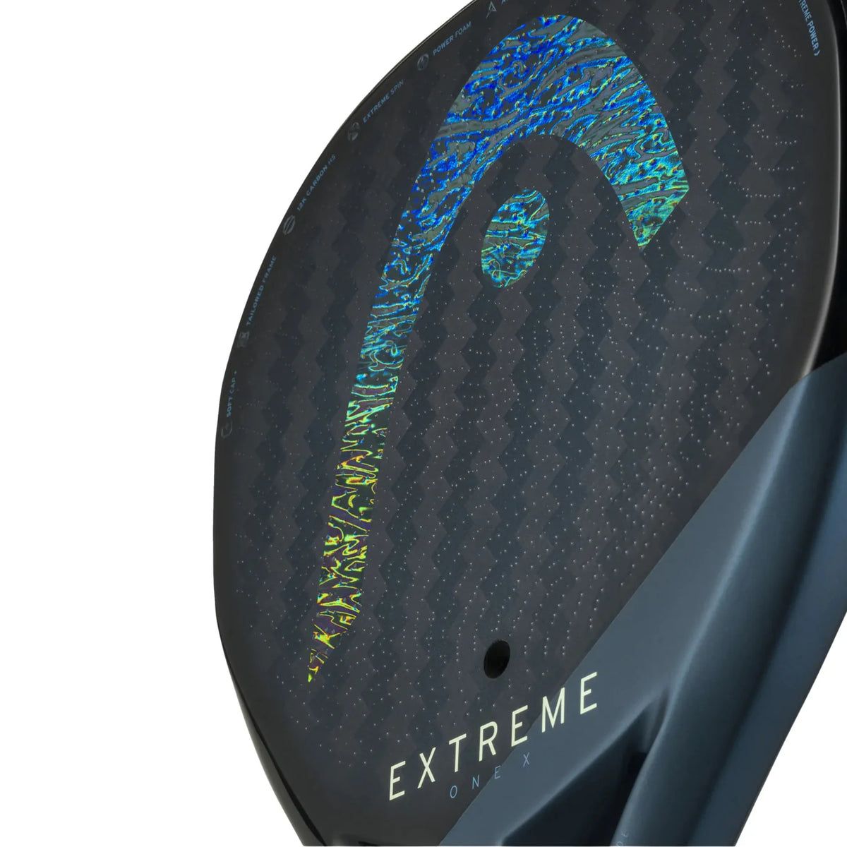 Head Extreme One X padel racket - close-up of the frame edge and Extreme branding