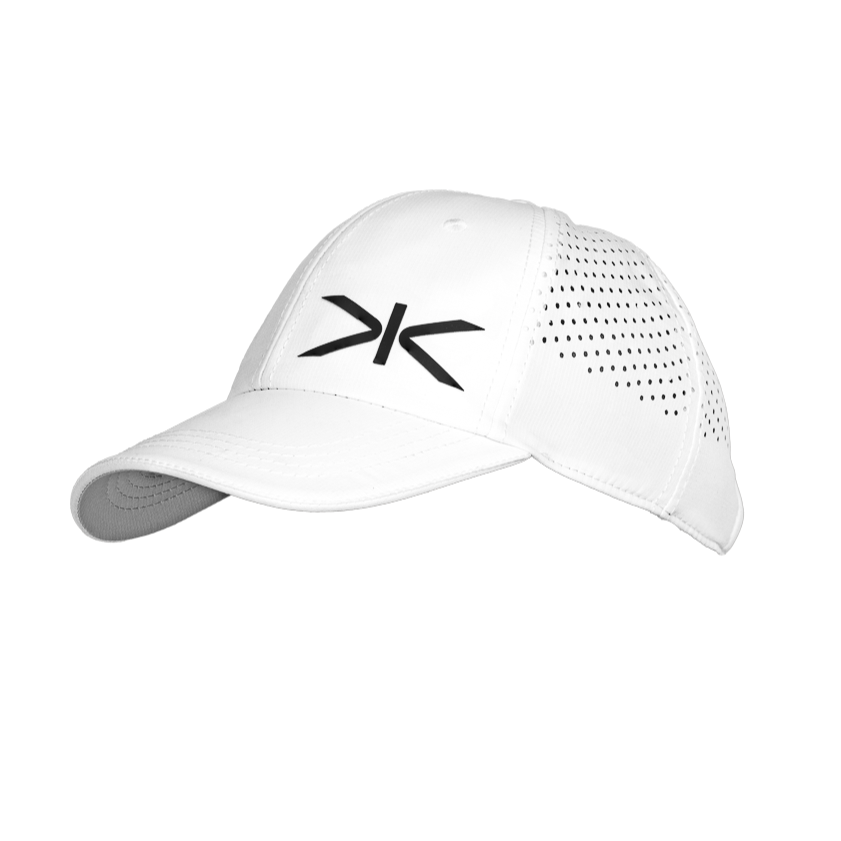 Kupe White Cap - three-quarter side view with the grey underbrim visible