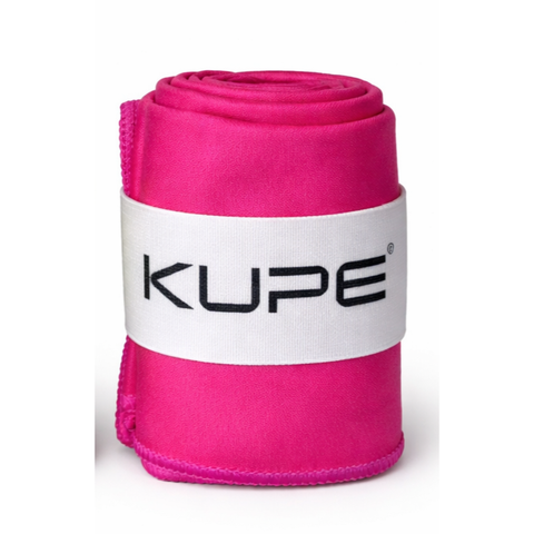 Kupe Pink Towel - rolled towel with the Kupe branded band around it
