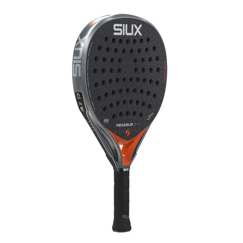 2026 Siux Pegasus Pro Lava Orange padel racket - angled three-quarter view