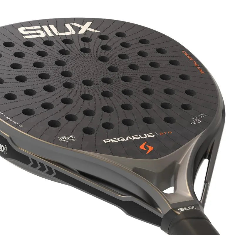 2026 Siux Pegasus Pro Storm Grey padel racket - close-up of the heart bridge
