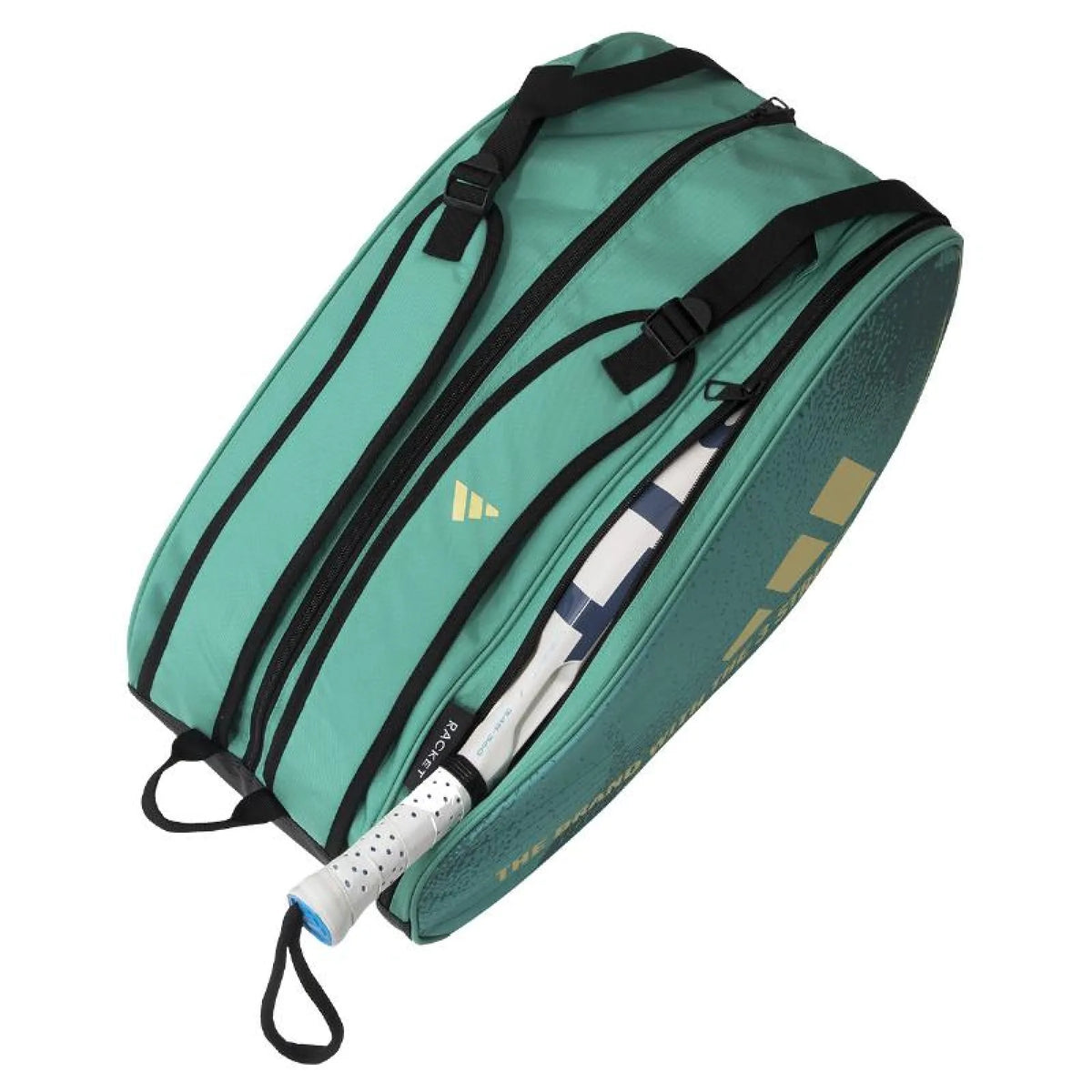 2025 Adidas Racketbag Control Green 3.4 - rear view showing the carry straps