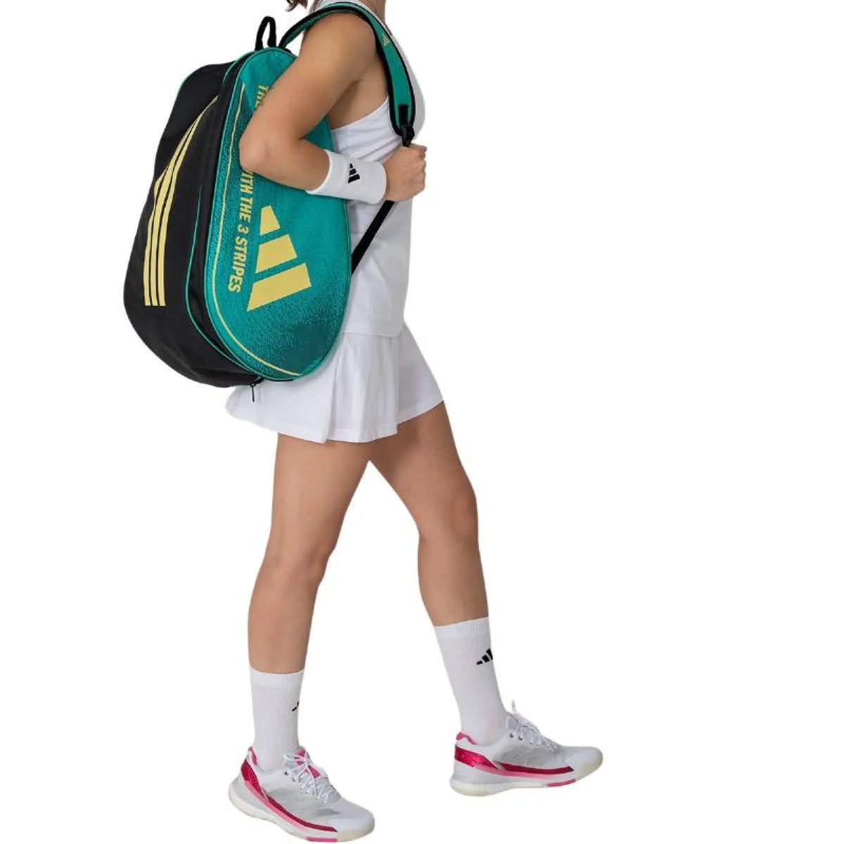 2025 Adidas Racketbag Control Green 3.4 - worn on the back by a player