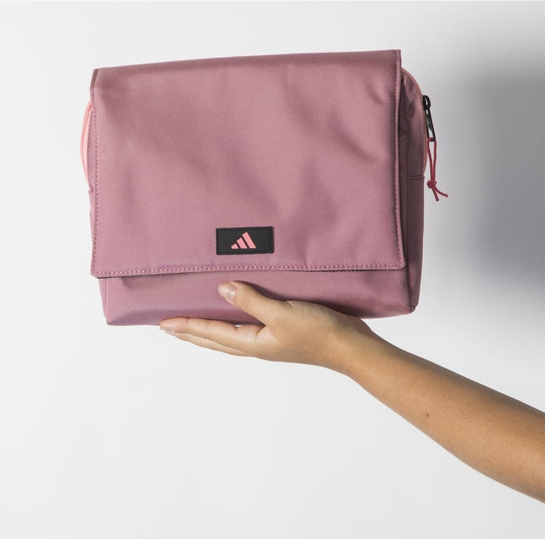 Adidas Accessory Bag (Pink) - held in the hand for scale