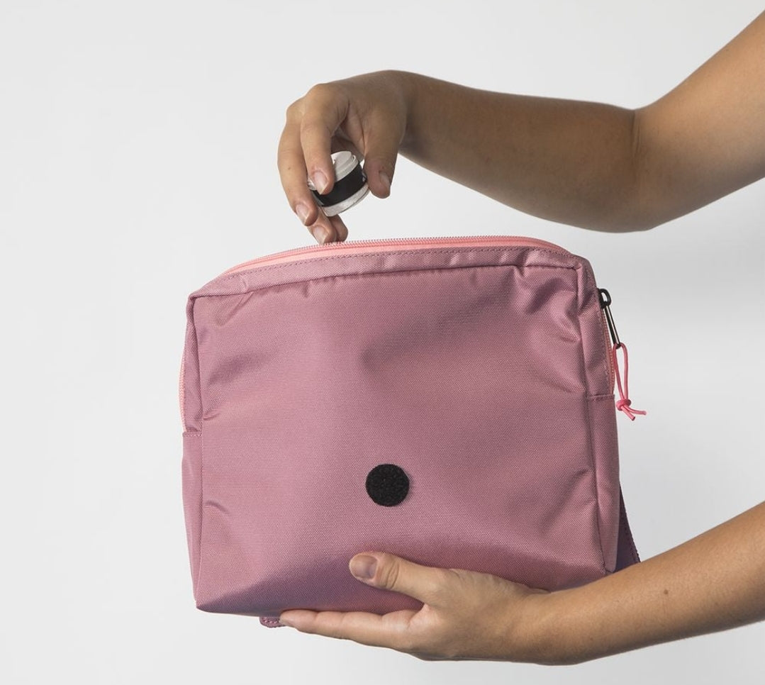 Adidas Accessory Bag (Pink) - being opened by hand
