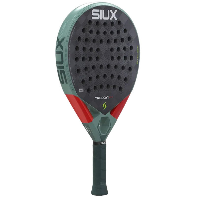 Siux Trilogy Pro Ash Green padel racket - angled view