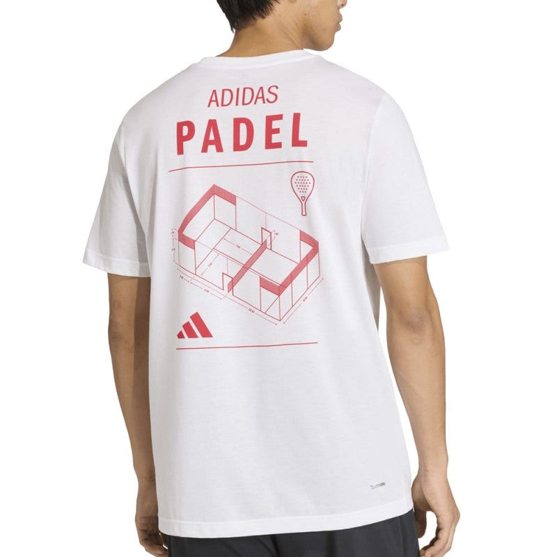 Adidas padel T-shirt (White/Red) - front view