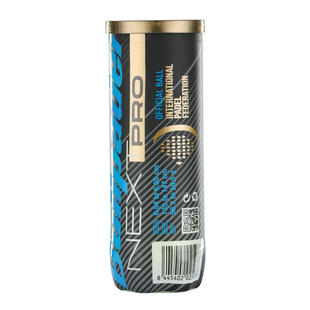 Bullpadel Next Pro FIP Balls - tube of three balls, alternate view