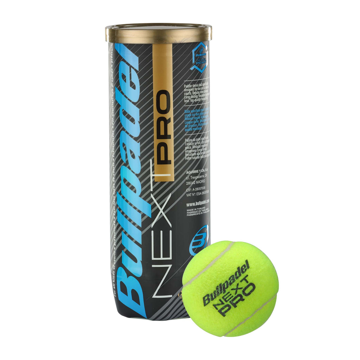Bullpadel Next Pro FIP Balls - tube with a ball alongside