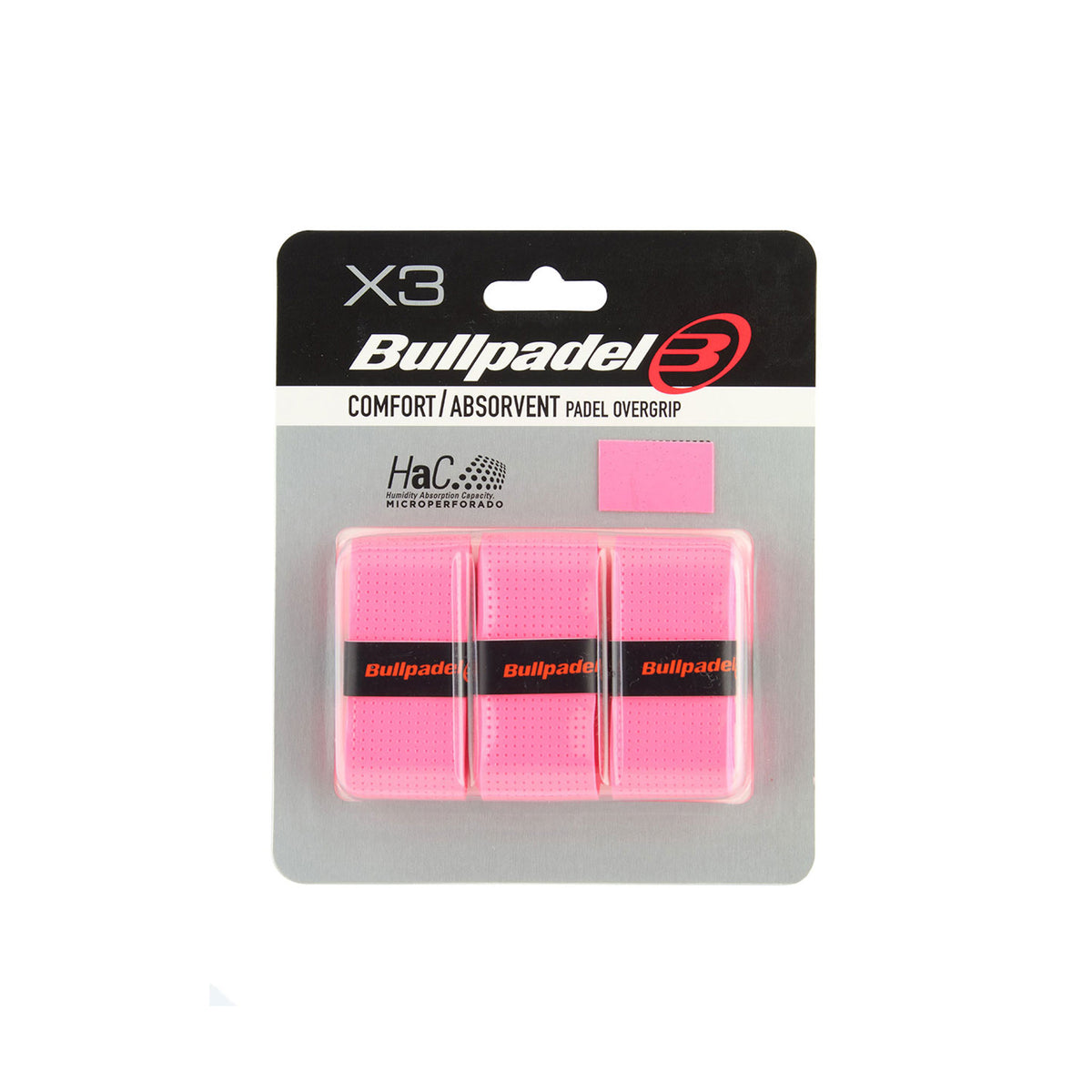 Bullpadel Overgrip 3 Pack - three-pack in retail packaging, pink