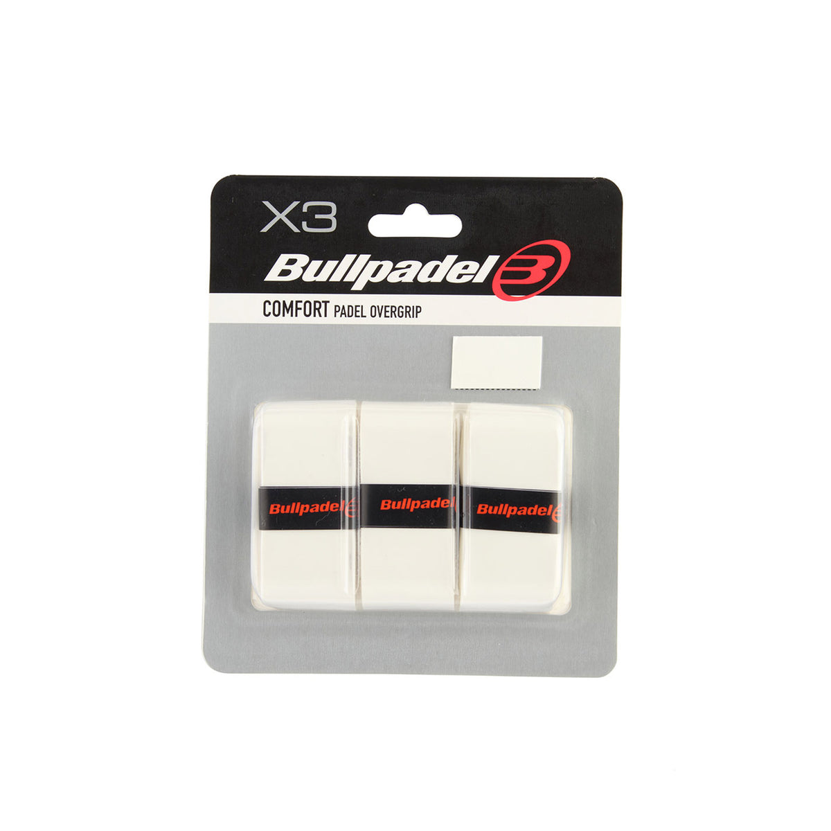 Bullpadel Overgrip 3 Pack - three-pack in retail packaging, white