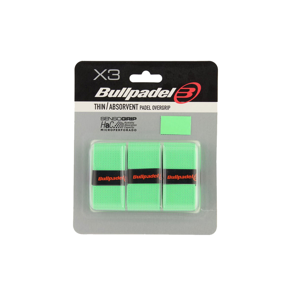 Bullpadel Overgrip 3 Pack - three-pack in retail packaging, green